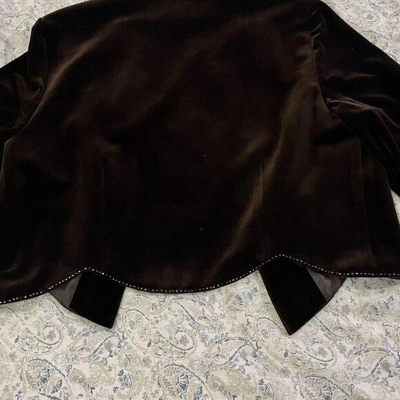 Size 12 Brown Velvet Adrianna Papell Blazer Jacket - Picture 10 of 15